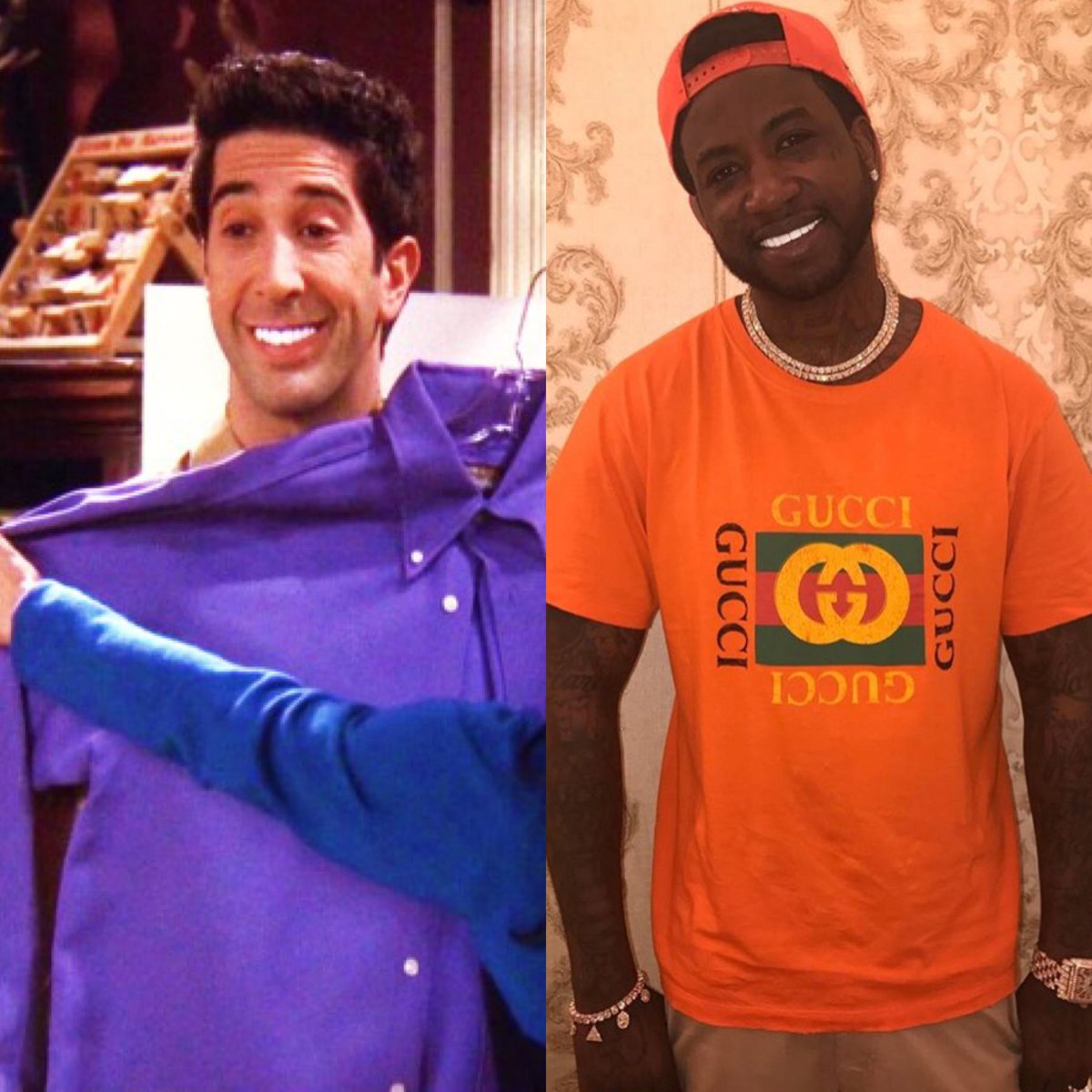 MaggyyMay's tweet photo. Is it just me, or does @gucci1017 look at lot like Ross after he whitened his teeth for too long? https://t.co/l8j6uOmaIS
