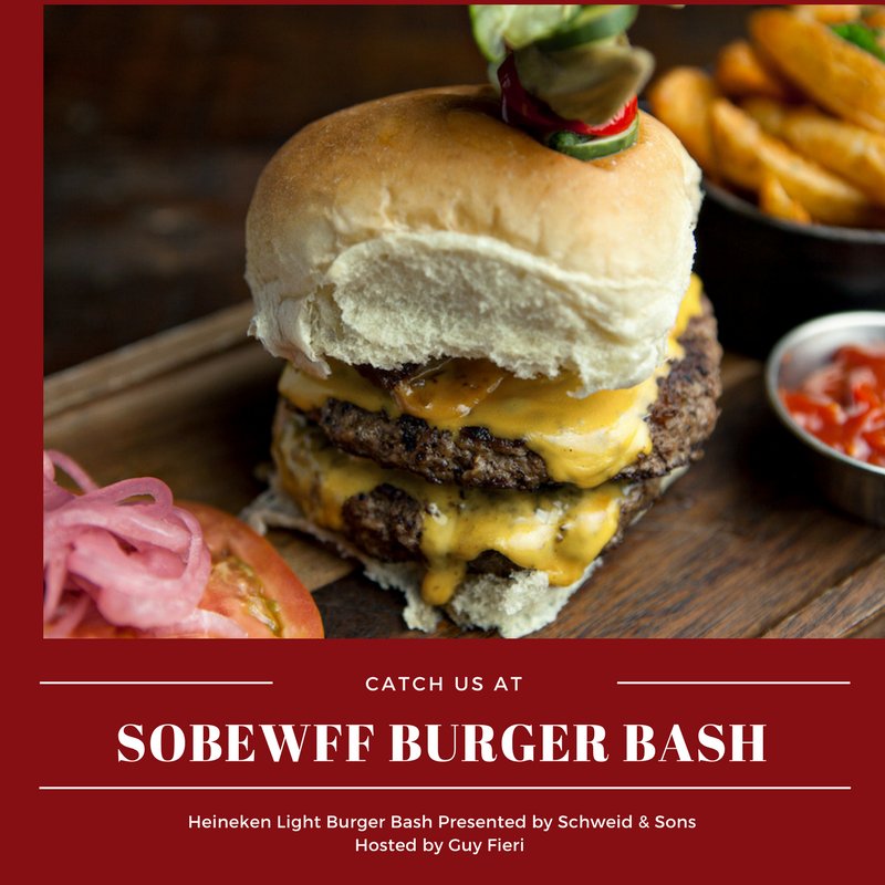 50eggsinc's tweet image. We are thrilled to be participating once again in this years SOBEWFF Heineken Light Burger Bash, hosted by Guy Fieri! Presented by Schweid &amp;amp; Sons! Stay tuned for our booth number! Tickets going fast! #SOBEWFF