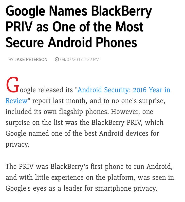 36/ and even Google ranks Blackberry highly in terms of privacy.  https://android.gadgethacks.com/news/google-names-blackberry-priv-as-one-most-secure-android-phones-0176997/