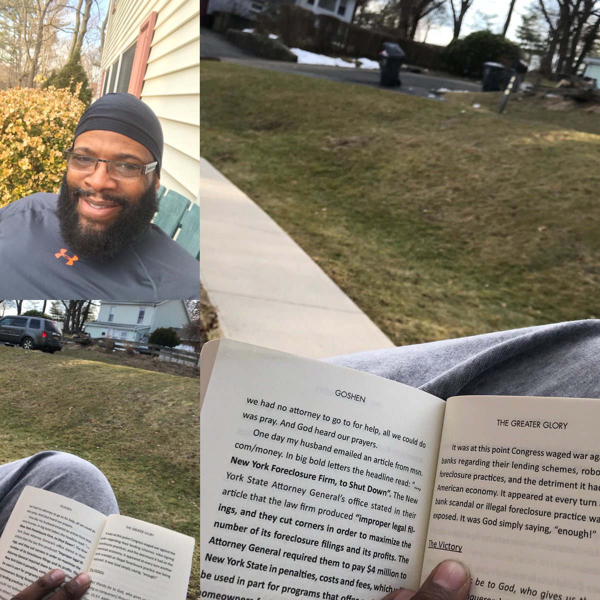 I enjoyed my time outside reading in the mist of 65° weather in the same place that I was shoveling several inches of snow just days ago.