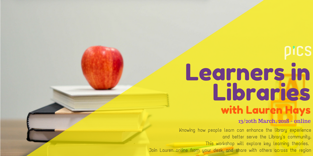 picslearning's tweet photo. A workshop with practical ideas for Library staff to apply theories of learning in one-on-one interactions with patrons and in library programming. 
13/20th March with @Lib_Lauren https://t.co/SxGwh0vKuJ