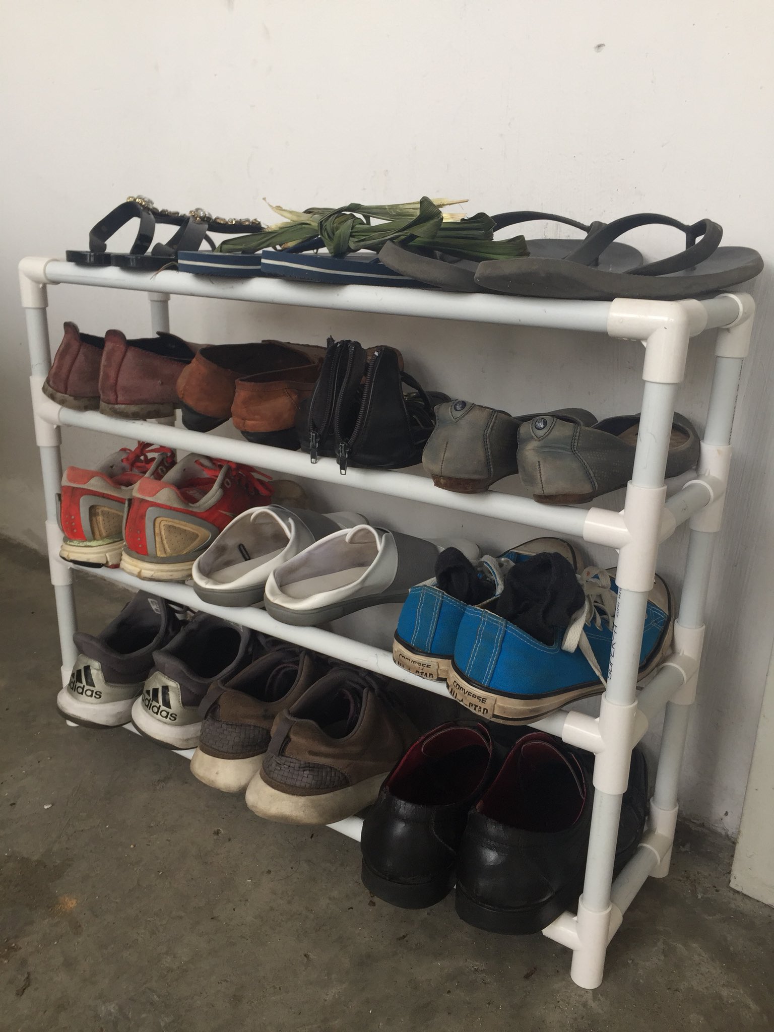 DIY pvc pipe shoe organizer