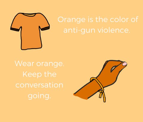 studentswalkout's tweet photo. Wondering what to wear while walking out tomorrow? 
Think orange! It is the color used to raise awareness about gun violence.🧡 https://t.co/jKJgCxecAC