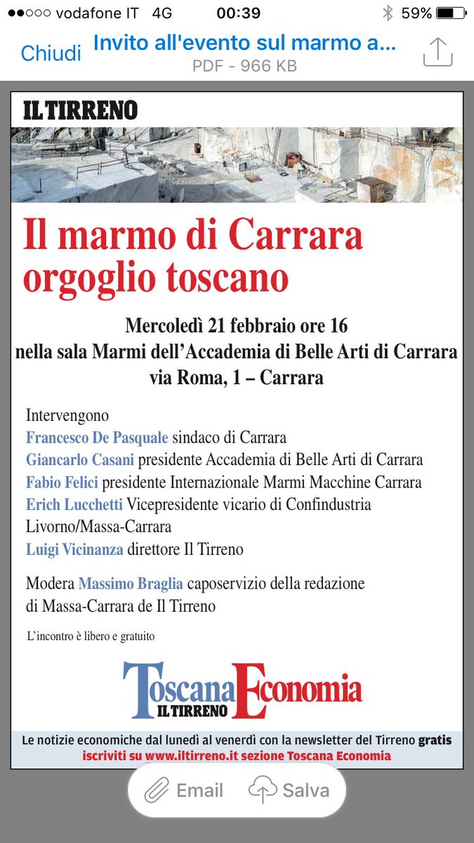 Tra poche ore in edicola con <a href="/iltirreno/">Il Tirreno</a> il numero di febbraio di #ToscanaEconomia. Poi nel pomeriggio a Carrara a discutere di un'eccellenza unica