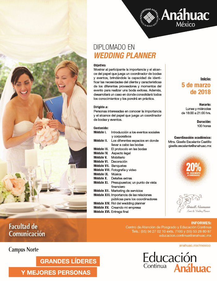 EBUGO's tweet photo. INSCRIBETE Y ¡CONVIÉRTETE EN UNA EXPERTA COORDINADORA DE BODAS!
😱CUPO LIMITADO 😱 Para más información en Posgrado con la Mta. Tania Negrete ¡ APROVECHA TU DESCUENTO ANAHUAC ! @AnahuacCOM  @anahuac  @MKTAnahuac  @VidaAnahuac  @RedAnahuac https://t.co/MnSouCk5o1