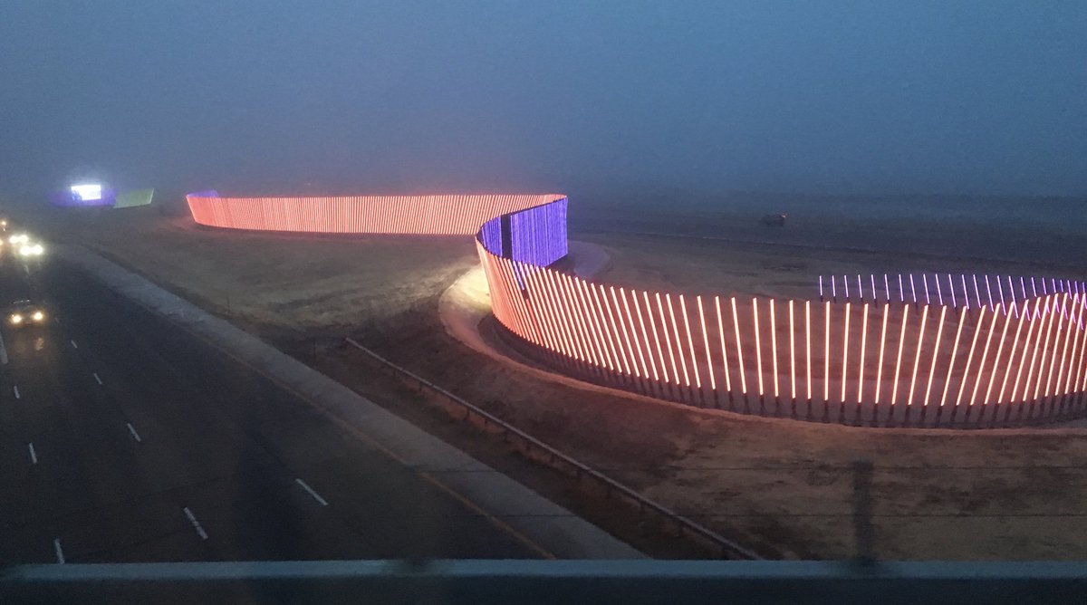 JacobsAPG's tweet photo. The JacobsAPG designed Denver Airport welcome sign. A 1/4 mile digital experience and ribbon of light. #design #digitalart #Landscapes https://t.co/thauEQtD4H