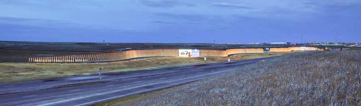 JacobsAPG's tweet photo. The JacobsAPG designed Denver Airport welcome sign. A 1/4 mile digital experience and ribbon of light. #design #digitalart #Landscapes https://t.co/thauEQtD4H