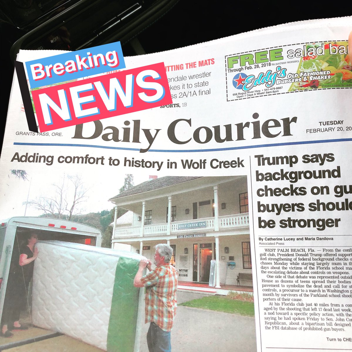 Thank you Shane from the Daily Courier out of Grants Pass!