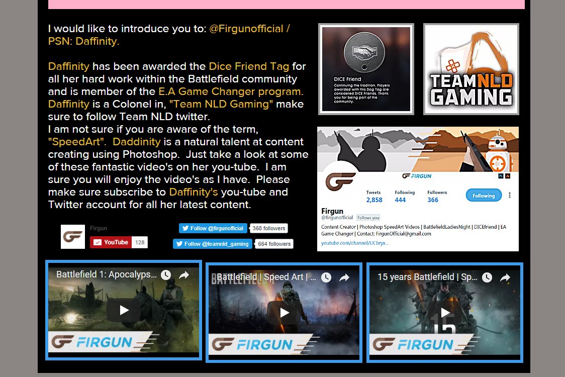 GI_Joey_'s tweet photo. @TeamNLD_Gaming check this....this is thanks to @Silly_Sunday  and @firgunofficial 😍😍😍 #BattlefieldPlatoon #tNLD  #NLDFTW @Battlefield  [btw, join the platoon on PC, PS4 and XB1, its a great platoon: Team NLD Gaming] https://t.co/b2IqG90Xsa