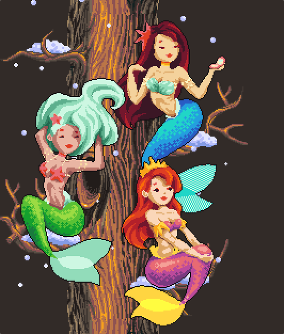 Illustration for calendar: mermaids. #pixel. #pixelart. 