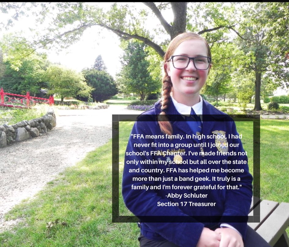 _section17FFA's tweet photo. Ever wonder what FFA means to other people? Here’s our Section 17 Treasurer Abby Schluter from the SJO FFA Chapter on what FFA means to her. https://t.co/9okWx7I8Fi