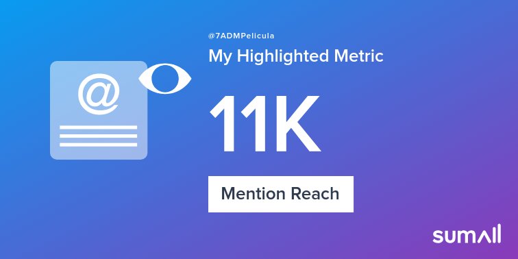 7ADMPelicula's tweet photo. My week on Twitter 🎉: 3 Mentions, 11K Mention Reach. See yours with https://t.co/vwZDiVkjux https://t.co/cYTnCFoFCk