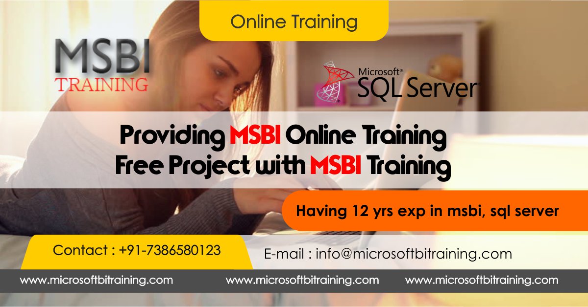 microsoftbitra1's tweet image. goo.gl/EYggAh #MicroSoftBiTraining provides #SQLServer Interactive &amp;amp; Practical Online Training on #MSBI. All the sessions are completely practical. We have 12 years’ experience in #Msbi, #SQLServer, Register now for the free demo session.
Phone: +91-9949175443