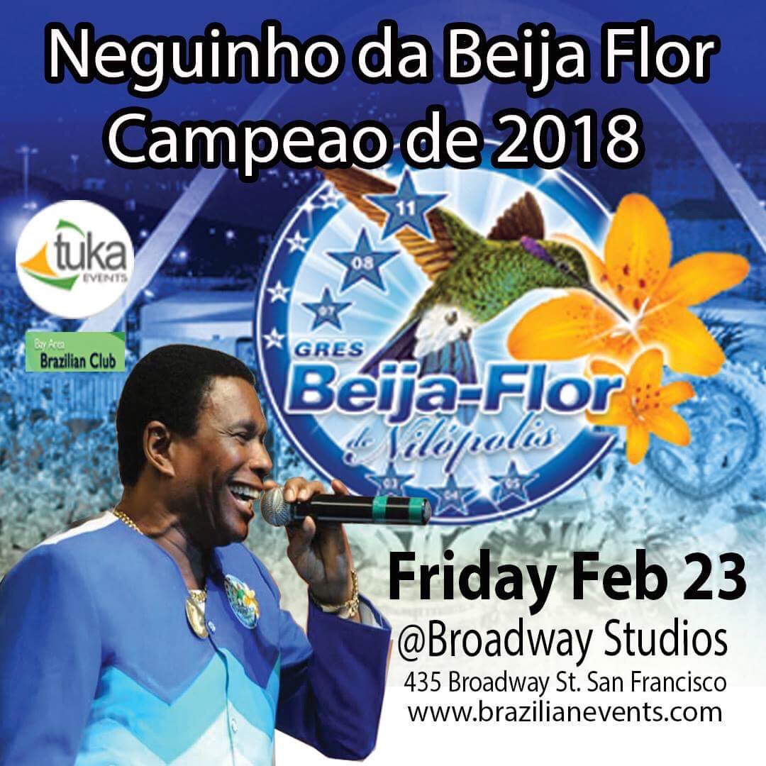 It’s a privilege and an honor to celebrate carnaval with Neguinho da Beija Flor this Friday at Broadway Studios. Come dance the night away!