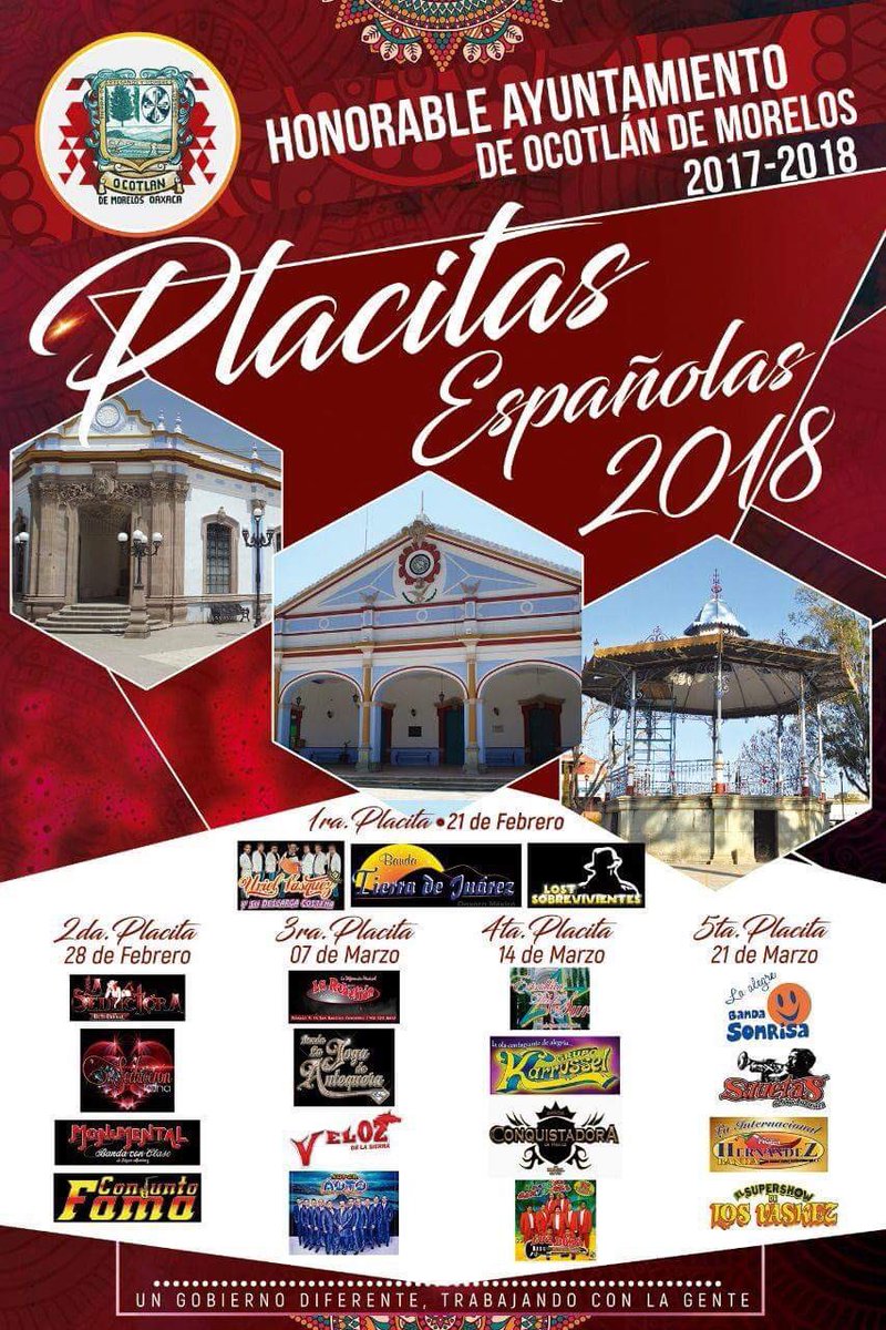 ocotlandmorelos's tweet photo. #EnCorto

Mañana miércoles 21 de Febrero inician las Tradicionales Placitas españolas en #Ocotlán de Morelos #Oaxaca, todos los miércoles, hasta el 21 de marzo. ¡No te las puedes perder!

#Oaxaca https://t.co/kwBDm2laQj https://t.co/VivLkxBHZl