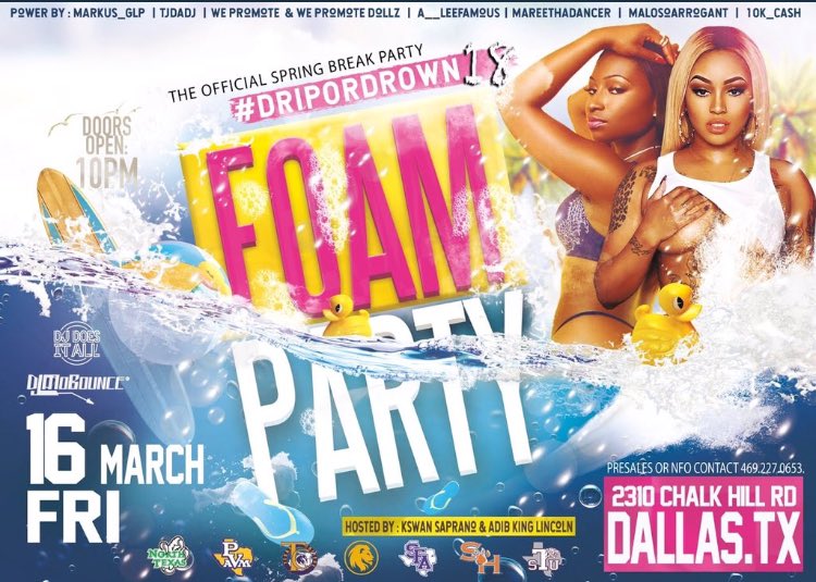 youh8pay's tweet image. the play spring break 🌴🌈 

‼️‼️‼️foam party‼️‼️‼️‼️

#DripOrDrown18 
#WePromoteENT 
#WePromoteDivas