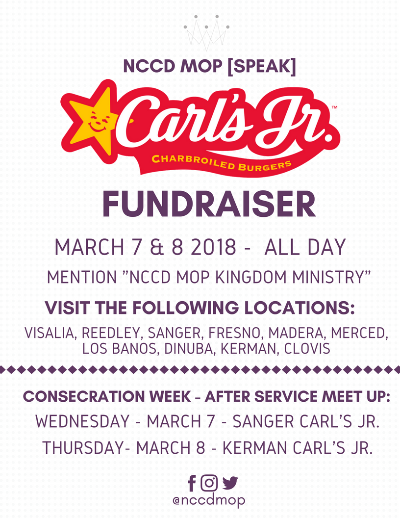 NCCDMOP's tweet photo. We teamed up with Carl's Jr. to help raise funds for our upcoming events. Get your youth group together and support a great cause!
#nccdmop
#Speak2018 https://t.co/o13CFHNvhK