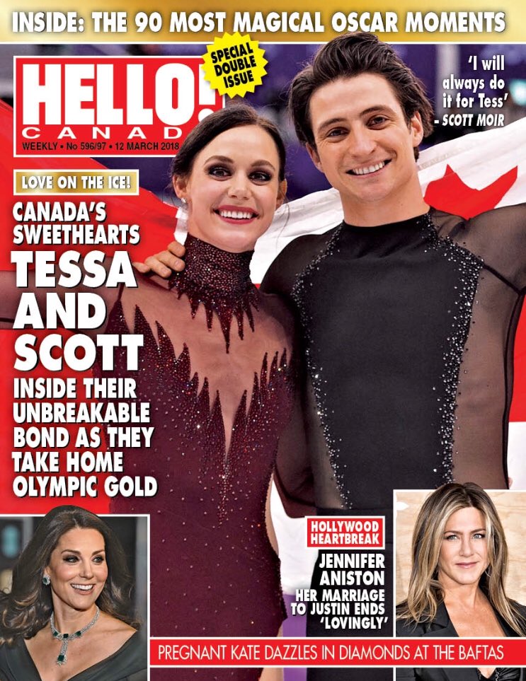 AlisonEastwood's tweet photo. Sneak peek at @HelloCanada’s double-issue celebration of #TessaAndScott and much more (as if you needed more!). On @texturecanada tomorrow and newsstands Thursday 🇨🇦 🎉 https://t.co/RTGYmr4PD4
