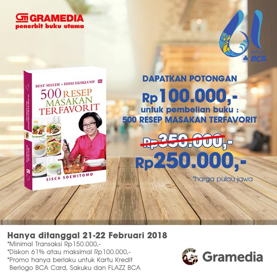 bukugpu's tweet photo. Perlu buku belajar masak, bahasa Inggris, atau pengembangan diri? Kalau pakai #promo61 BCA jatuhnya jadi hemat sekali... #bukugpu https://t.co/iUuRzWTm3o