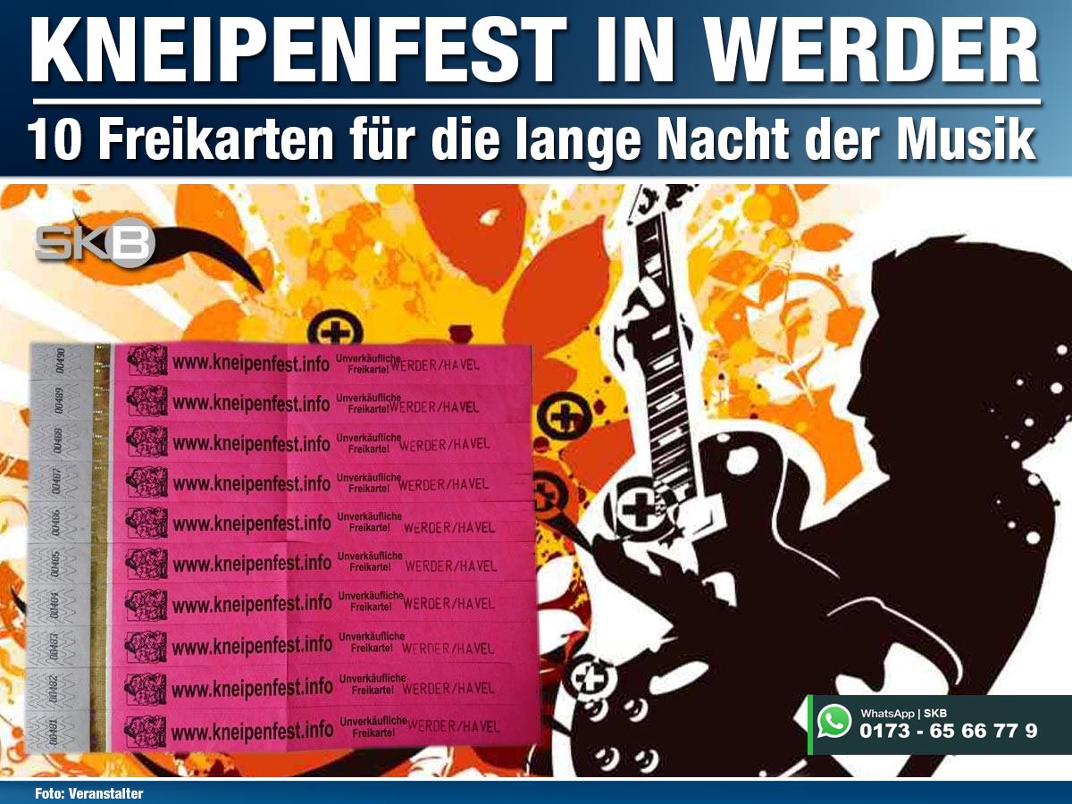 Am 03. März ist wieder #KneipenNacht in #Werder (Havel) | #SKB #Brandenburg hat 10 Freikarten für den Samstag, wer hin möchte - schickt uns einfach eine Nachricht via WhatsApp an 0173-6566779 oder eine e-mail an bilder@skb-tv.de | Programm #KneipenFest -> bit.ly/2d9iYUp