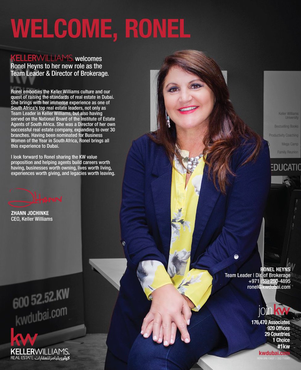 kwdubai's tweet photo. Join us in welcoming Ronel to Keller Williams Dubai!

#1kw #joinkw #kellerwilliams #kwdubai #kw #dubai #dubairealestate #uae #realestate #realestateagent #mydubai #property #dubaiproperty https://t.co/0j9jwtjyVY