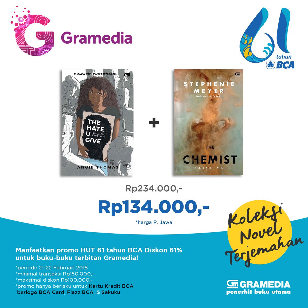 bukugpu's tweet photo. Cari-cari novel terjemahan yang oke punya? Ini dia contoh paketan potongan harga #promo61 yang ciamik abis. Kalau diskon gini kepingin beli semua ya hehehehe... #bukugpu https://t.co/d0cRMI4Bwp