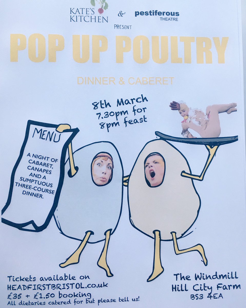 KatesKitchenCat's tweet photo. Hello #Bristol did you know we are holding a pop up dinner with cabaret @windcityfarm on March 8th! #whatsonbristol #bristol247 #popupdinner #bristolevents #thursdaynight #canaret #windmillcityfarm #bs3 #southbriatol @BS3Community @SouthBrisRocks @bristol247 https://t.co/Droi80kqYs