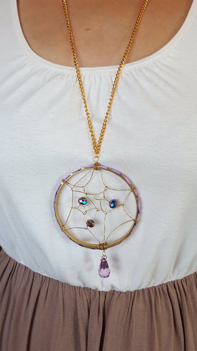 Shop for this and more etsy.com/ca/shop/Appurt… #Necklace #DreamCatcher #Purple #Jewellery #Gold#GoldChain #Fashion #HandMade