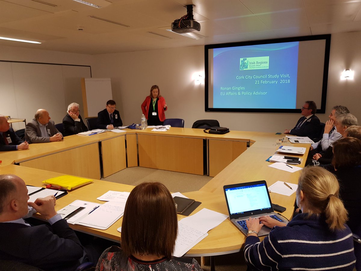 This morning visiting @corkcitycouncil delegation being briefed by Ireland's Maritime Attaché to the EU Dymphna Keogh @IrelandRepBru on #EuropeanMaritimeDay 2020 which is heading to Leeside.