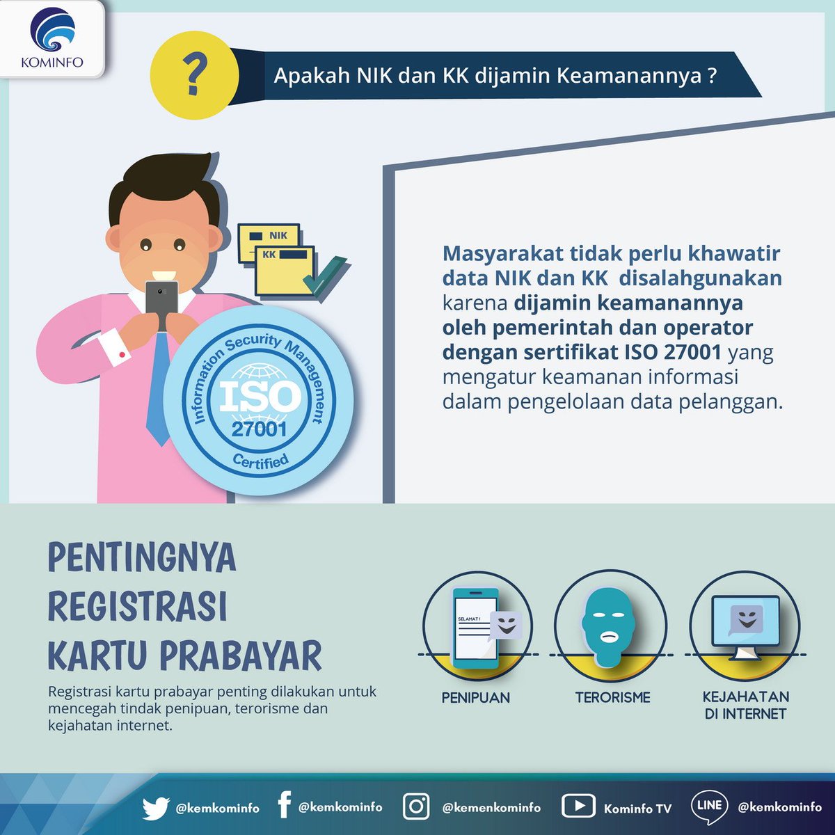BPKPgoid's tweet photo. Selamat sore

Sudah registrasi ulang kartu?
Yuk registrasi ulang sebelum 
28 Februari 2018, untuk menghindari trafik yg dpt menyebabkan gagal registrasi. 

#RegistrasiKartuPrabayar penting utk mencegah tindak penipuan, terorisme, dan kejahatan internet lainnya.
#RegistrasiAman https://t.co/UV9q7w28T2