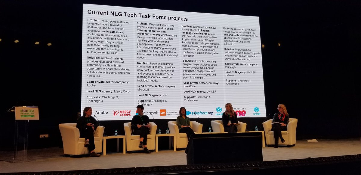 #NoLostGeneration Tech Summit panel describes NLG Tech Taskforce collaborative solutions. <a href="/NetHope_org/">NetHope</a> is proud to support!