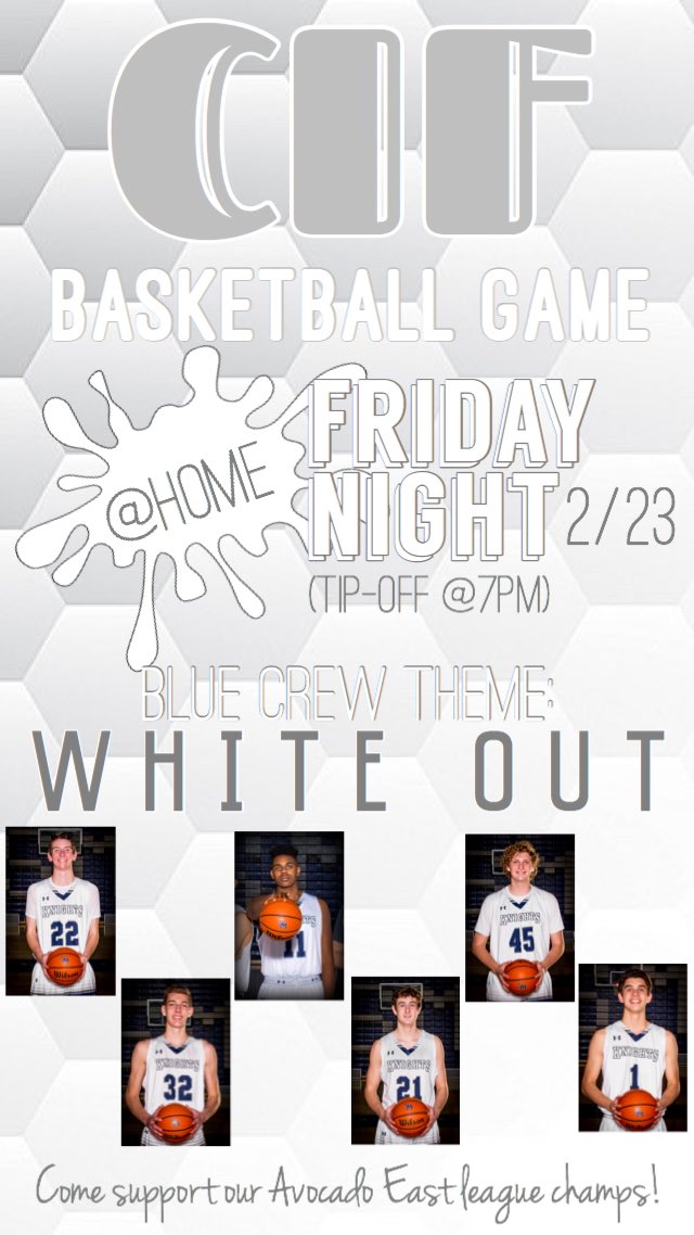 HOME GAME FRIDAY 2/23