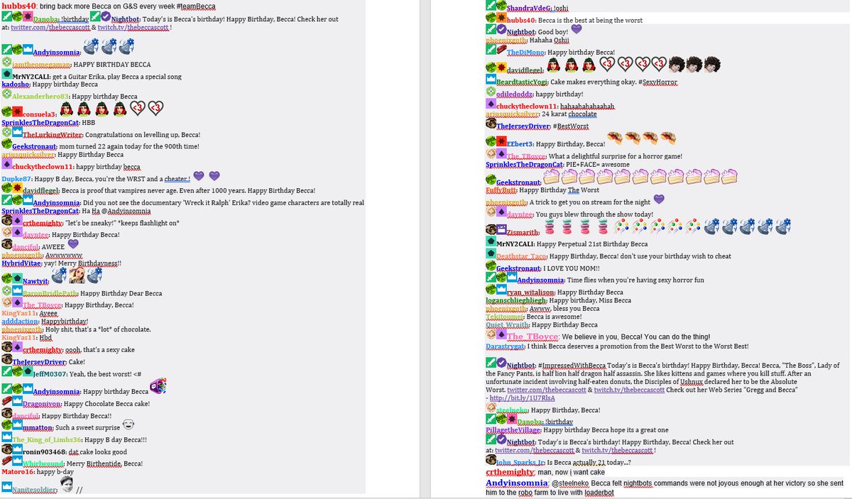 Devon Kolb Birthday Wishes For Becca From The Geekandsundry Twitch Chat Thebeccascott Erikaishii Thatgrltrish