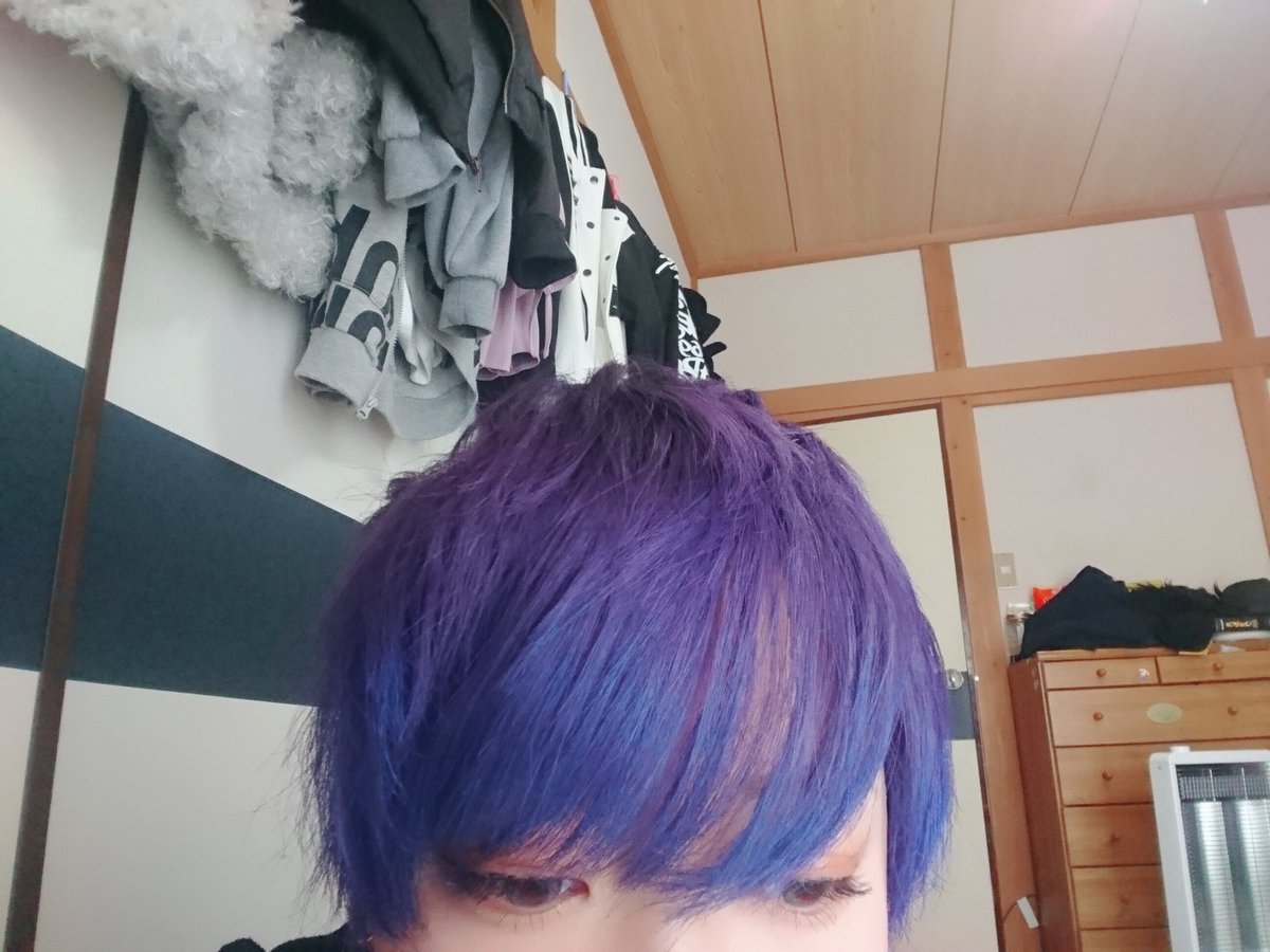 Twitter पर 緋祢 カラーバターのショッキングパープルにサファイアブルーを入れた全頭紫の髪を 前髪にエマジニー青付けたらすっごい自然にグラデーションっぽく 優秀さんなカラーワックスです