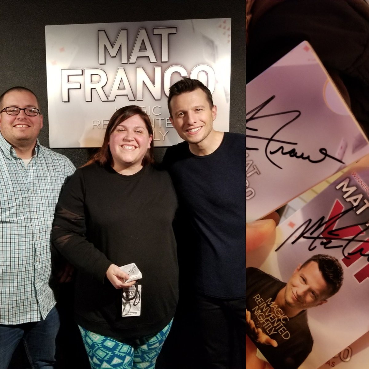 AddisonHarley's tweet photo. Omg!!! @matfrancomagic was amazing!!! Must see show!!! Marissa and Ted were the perfect assistants!!! Audience played their part well. I will be talking about this for an undetermined amount of time. #MagicReinvented https://t.co/31OYNqClvE