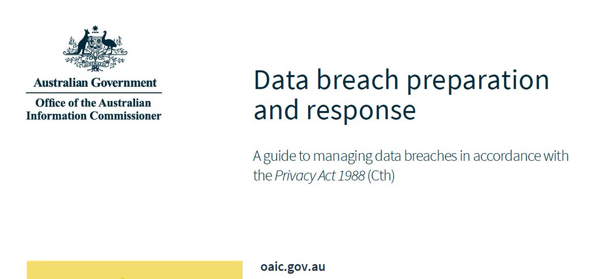 OAICgov's tweet photo. We've released a guide that merges info we’ve published over the past few years on data breach notifications, developing a data breach response plan &amp; the Notifiable Data Breaches scheme. It’s a valuable resource for staff involved in #privacy compliance: https://t.co/6i7H34RPDI https://t.co/ZpD4JSpkCR
