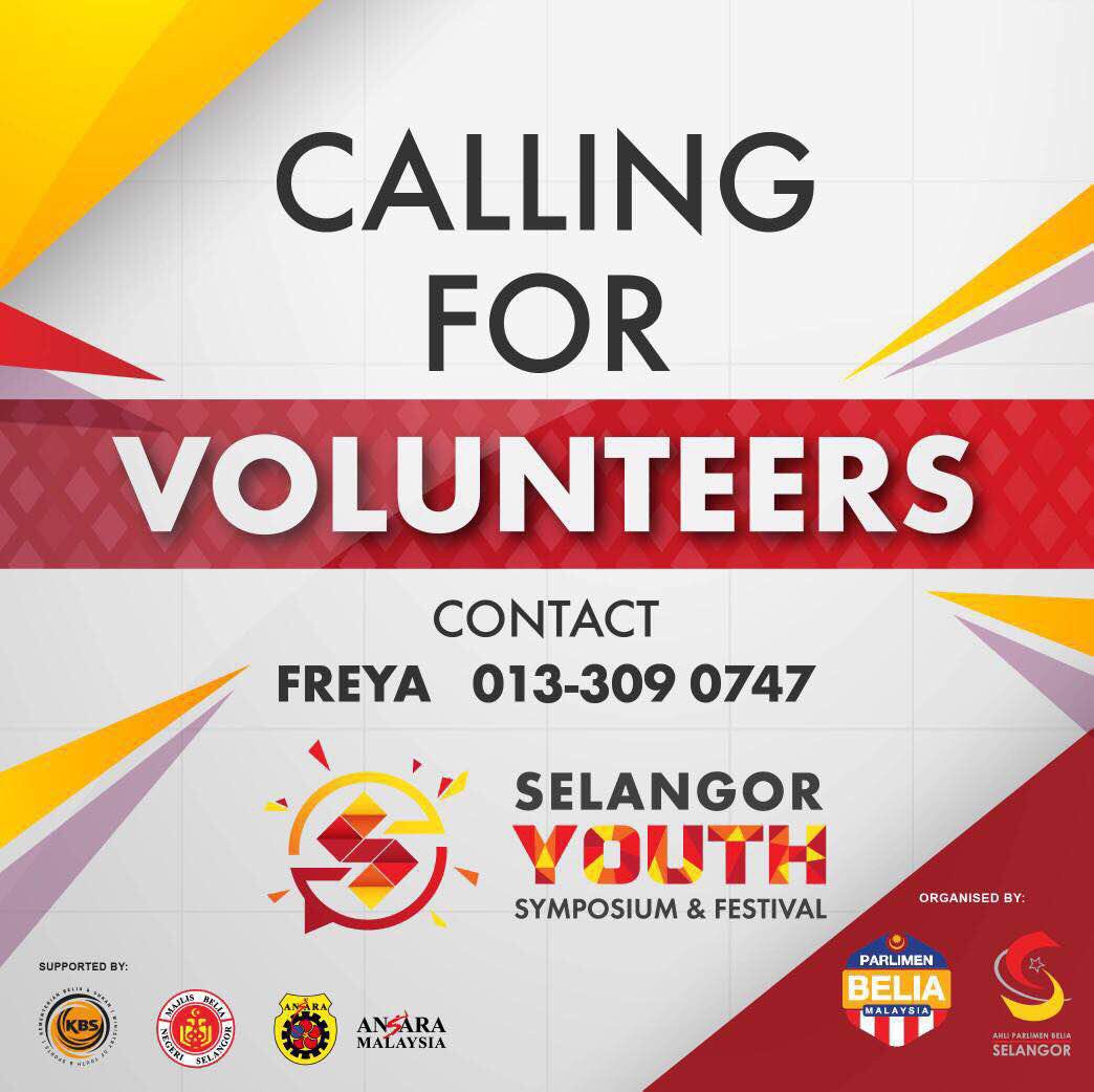 ApbmSelangor's tweet photo. Daftar sekarang sebagai sukarelawan bagi Selangor Youth Symposium &amp; Festival !
Jadi apa tunggu lagi, untuk maklumat lanjut dan pendaftaran sukarelawan boleh terus hubungi kami di talian 
*013-3090747 (Freya)*

Daftar di - https://t.co/6Nt3zVNRqe https://t.co/7qt7p25BSP