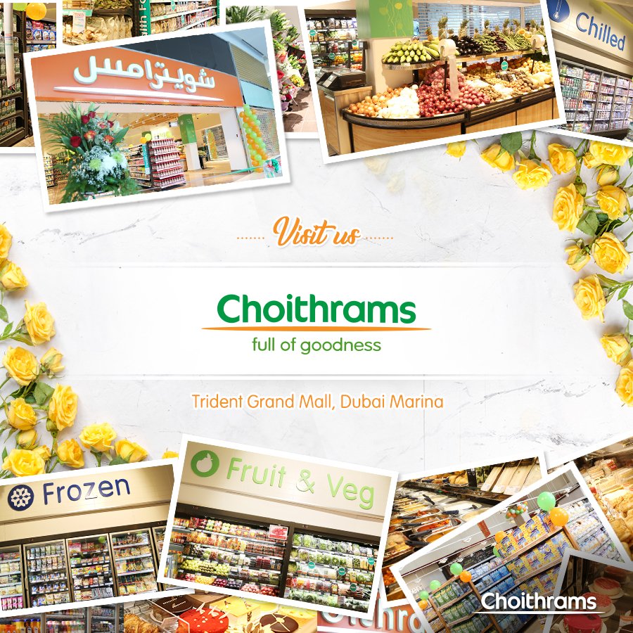 choithramsuae's tweet photo. Our new store at Trident Grand Mall is full of goodness! Have you visited it yet? #newstore #storeopening #celebration #milestone #contest #winhampers #TridentGrandMall #Marina #DubaiMarina #WinBig #Newstorecoming #Choithrams #fullofgoodness https://t.co/N1ksMbDHnc