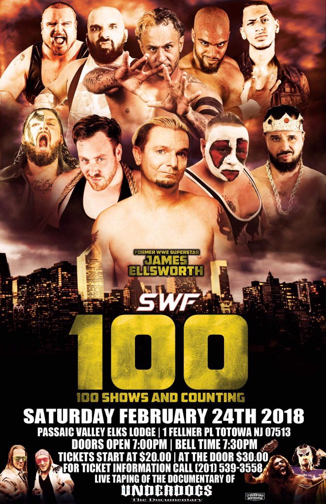 SWFLive's tweet photo. A few days away from the HUGE #SWF100 show in Totowa NJ!

@realellsworth vs @ElReyAllDay
@TJMarconi vs @KTB_mauls
Chris Banks vs @TommytheMoose
@EvanderJamess v@JayEvans213 v @steven_lugo_ v @SebastianCage
GOAT vs @SuperSavageCave &amp; Mante
&amp; MORE

TiX/Info: https://t.co/PhoY6U3aZv https://t.co/QDYrsUCvQ6