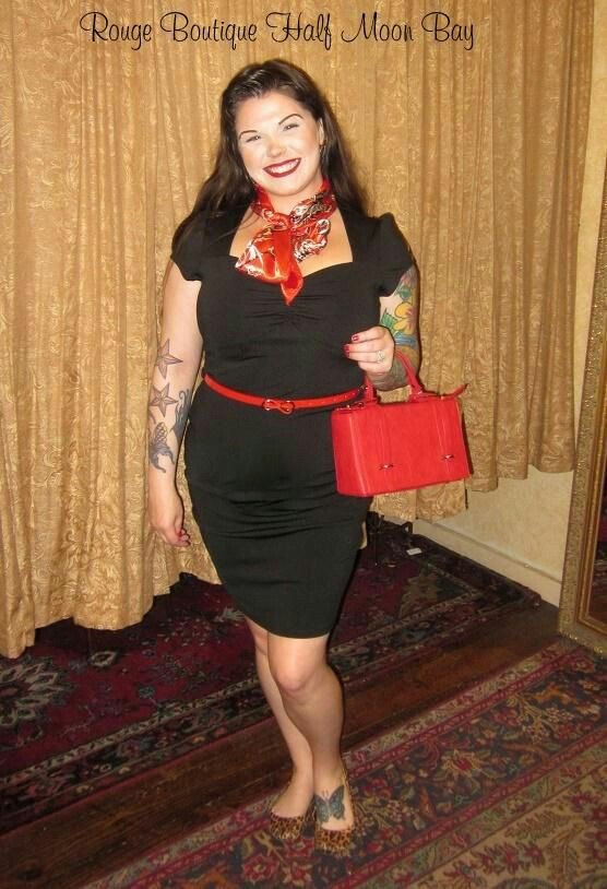 black dress with red belt