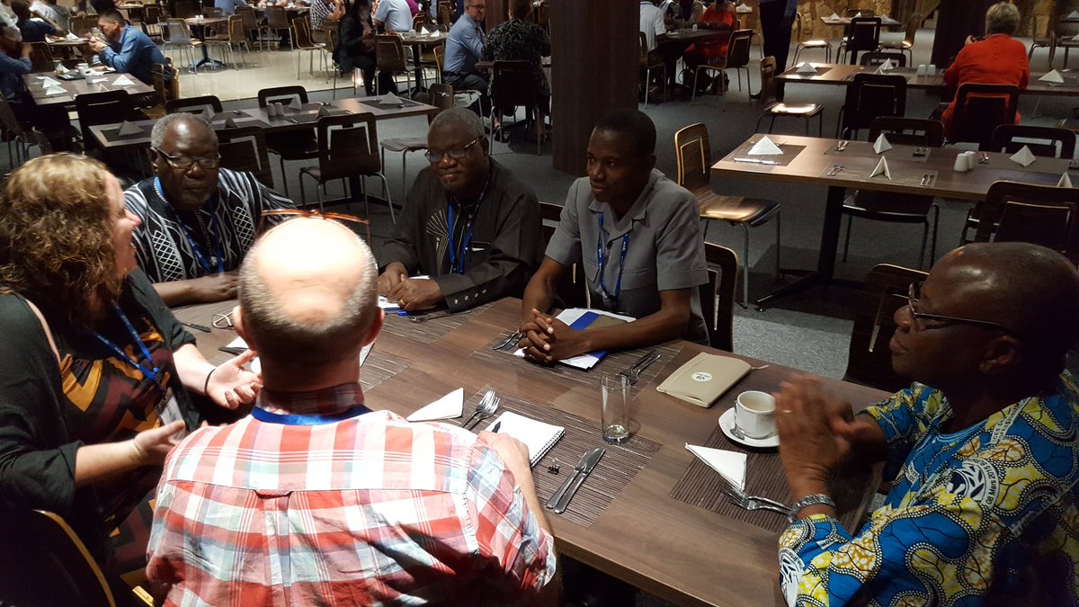 Great meeting w <a href="/SheilaDykstra/">Sheila A Dykstra</a> and a group from Burkina Faso - including reps from a church denomination, the Ministry of Education and the association Board Chair. Their association has over 200 Christian schools and is growing. And again Elco's head is glowing.