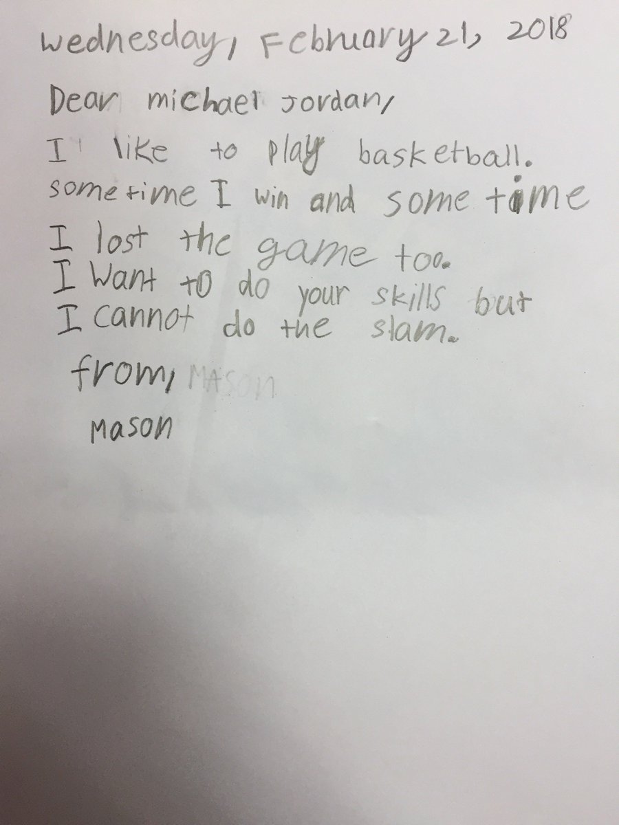 MrJonEDU's tweet photo. @hornets My 2nd graders in Vietnam are learning about writing letters.  Mason is 7 years old and loves MJ!  He was so excited to write him this letter! https://t.co/2BgO1U3iL1