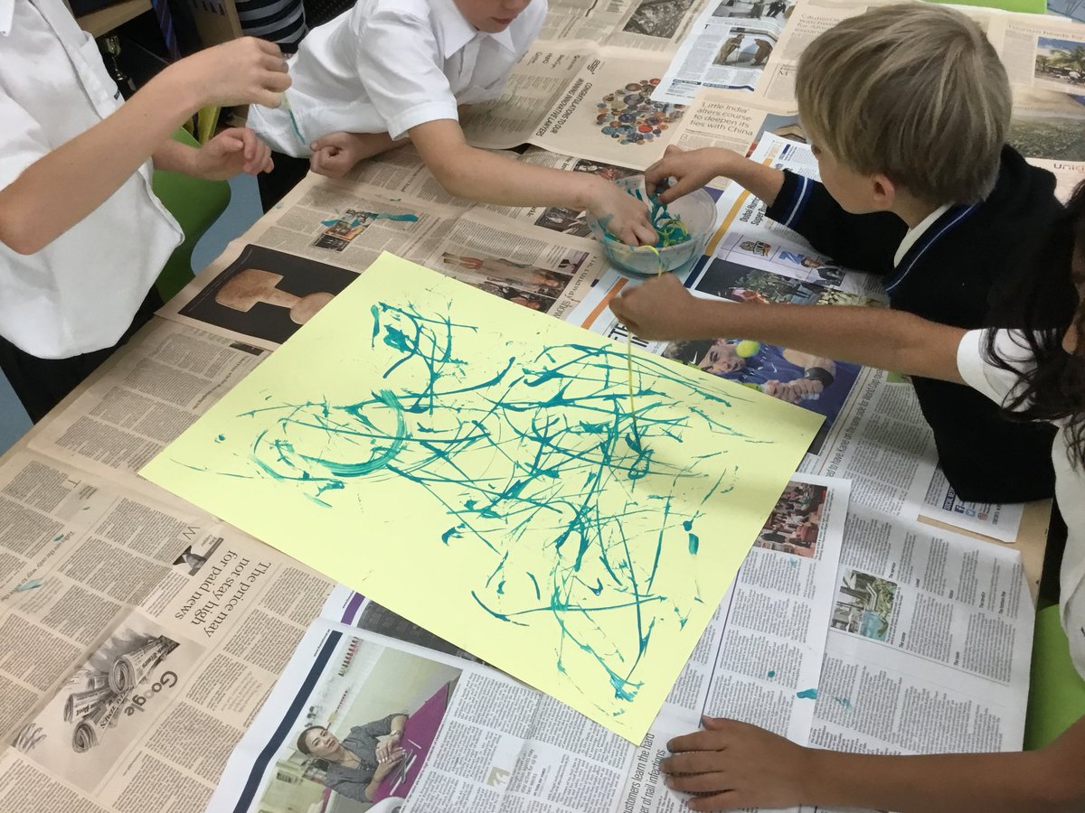 BCADyear4's tweet photo. #yr4nile are experimenting the drip technique just like#jacksonpollock @BCADprep @BCADprepart https://t.co/gLZjPowlpU