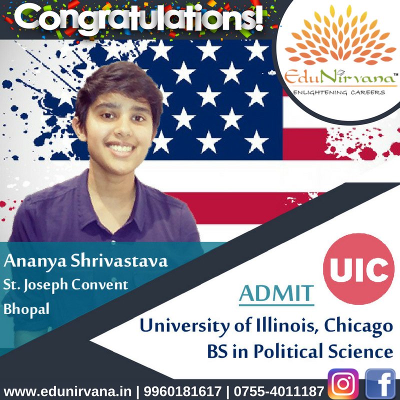 EduNirvana_in's tweet photo. Congratulations Ananya Shrivastava for getting admit from University of Illinois at Chicago.
#If_You_Can_Dream_It_You_Can_Achieve_It
#GRE #TOEFL #GMAT #IELTS #Students #TOP #results. #Take_The_Big_Step_With_EduNirvana #Most_Qualified #Mentors https://t.co/0vRdlr2Gp4 https://t.co/b3zf8OHm9h