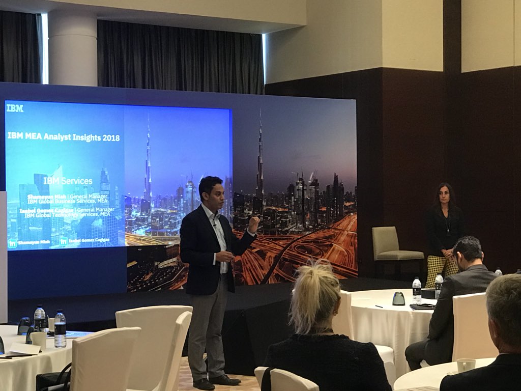 sedateber's tweet photo. Shamayun Miah and Isabel Gomez Cagigas is at #IBMMEAAnalystInsights2018 stage to explain how #IBMServices is helping the industries dream it and get it done in this new digital era! @IBMMEA @IBMServices https://t.co/QZMVUXXDo5