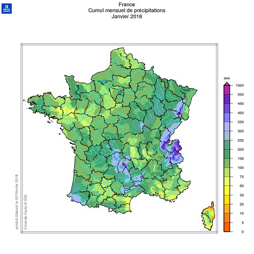 Bulletin de situation hydrologique #BSH : en janvier sur la France, une #pluviométrie moyenne excédentaire de plus de 80% avec de nombreuses #crues et #inondations bit.ly/2HuofkZ