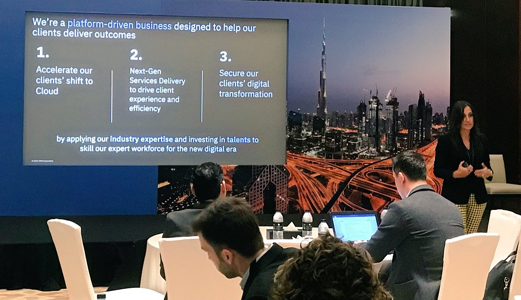 sedateber's tweet photo. Isabel Gomez Cagigas, GM IBM Global Technology Services explains how #IBMServices is providing the right platform to drive economy of scale in the region.  #IBMMEAAnalystInsights2018 @IBMMEA @IBMServices https://t.co/vbA7b2oGA8
