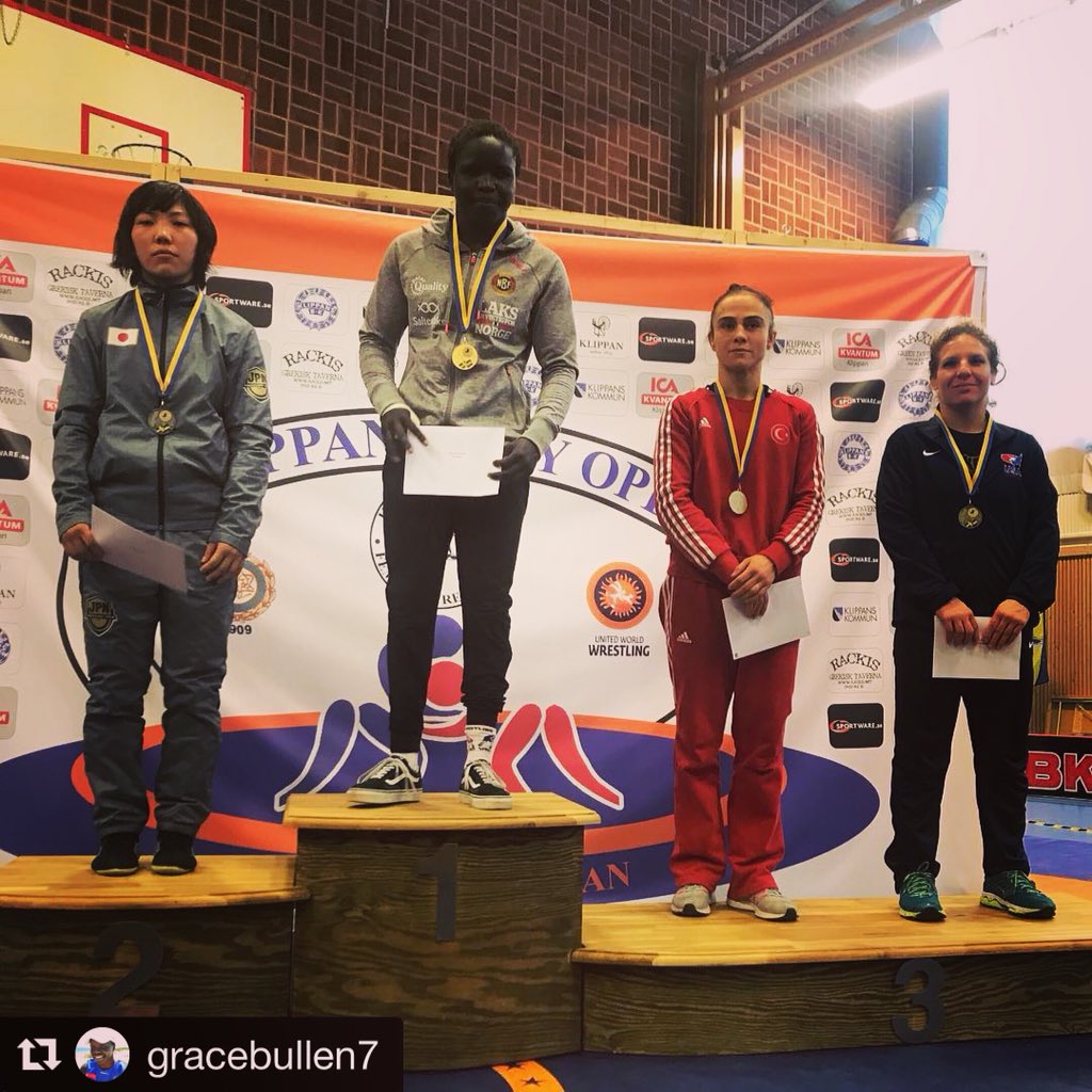 AfAWMA's tweet photo. So proud of South Sudanese Norway-based @gracebullen7 for winning her first Klippan Lady Open gold title in Sweden 🇸🇪 this weekend! Keep the fire blazing, Grace! 🤼‍♀️ #Wrestlelikeagirl #Blåkleder #Klippan #girlswhotrain #girlswhowrestle #wrestling #femalefighter https://t.co/w6BBOfLpMu