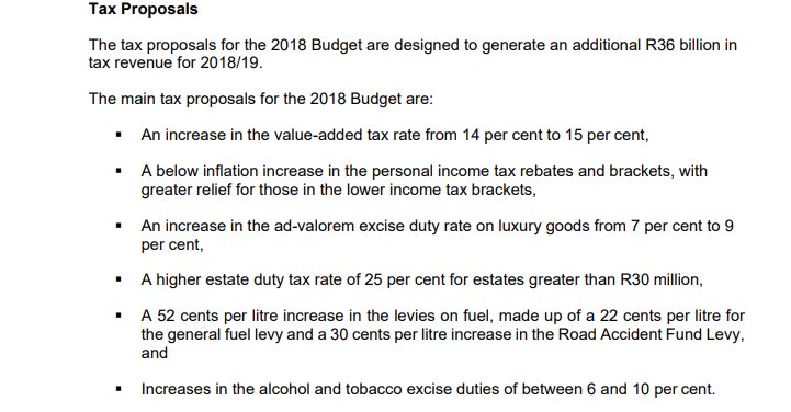 #Buget2018 Tax proposals for 2018.