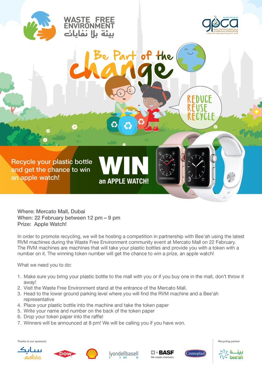 We hope to see you tomorrow for #wfecampaign at Mercato Mall between 12 pm - 9 pm! Bring your friends and families for a fun day filled with recycling activities and a chance to win an Apple Watch!
